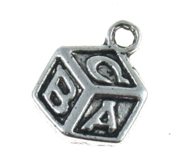 abc charm 12 mm silver - 25 pcs