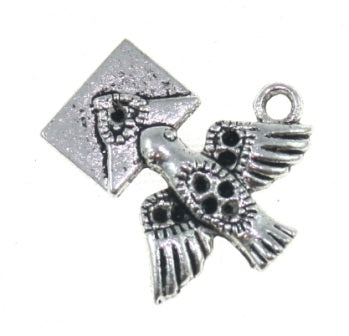 message bird charm 20 mm silver - 10 pcs