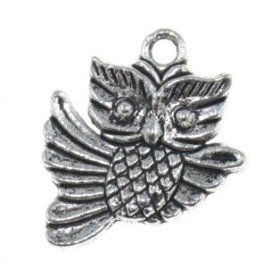 owl charm 18 mm silver - 10 pcs