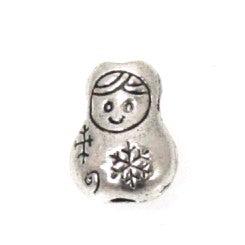 Russian doll beads 10 mm silver - 20 pcs