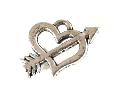 heart arrow charm 12 mm silver - 18 pcs