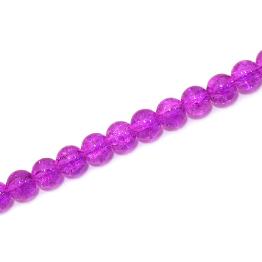 4 MM ROUND GLASS CRACKLE BEADS PURPLE - 200 PCS