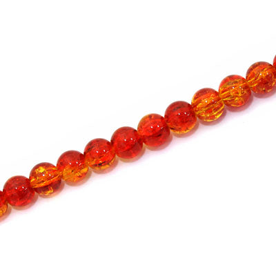 4 MM ROUND GLASS CRACKLE BEADS RED / YELLOW - 200 PCS