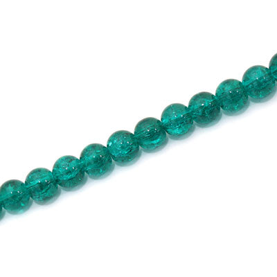 4 MM ROUND GLASS CRACKLE BEADS TEAL - 200 PCS