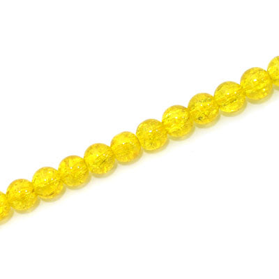 4 MM ROUND GLASS CRACKLE BEADS YELLOW - 200 PCS