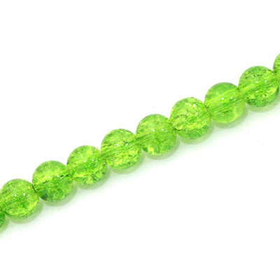 6 MM ROUND GLASS CRACKLE BEADS LIME - 130 PCS