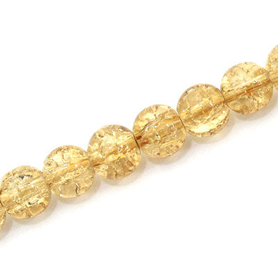 8 MM ROUND GLASS CRACKLE BEADS GOLDEN SHADOW - 98 PCS