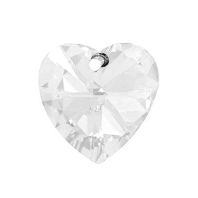14 MM TOP DRILLED CRYSTAL HEART BEADS CLEAR - 5 PCS