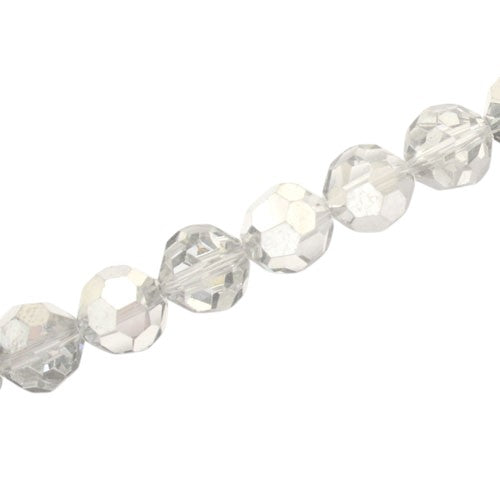 10 MM FACETED ROUND BEADS APPROX 72/PCS - CLEAR / SILVER METALLIC