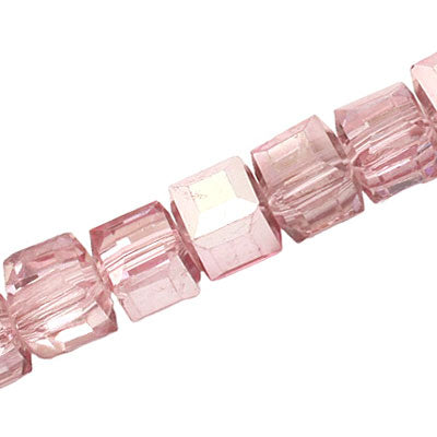 10 MM CRYSTAL CUBE BEADS METALLIC CRYSTAL PINK - 80 PCS