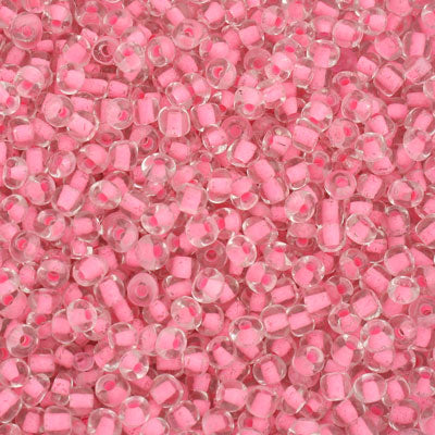 #6/0 SEED BEADS - APPROX 100G - INSIDE COLOUR LINED PINK