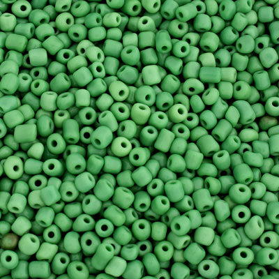 #6/0 SEED BEADS - APPROX 100G - OPAQUE GREEN