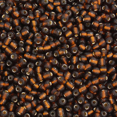 #6/0 SEED BEADS - APPROX 100G - SILVER LINED BROWN