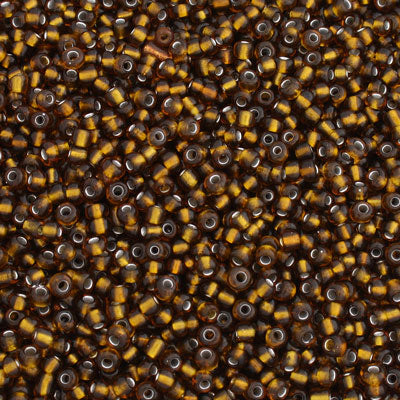 #8/0 SEED BEADS - APPROX 100G - SILVER LINED BROWN