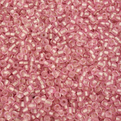 #8/0 SEED BEADS - APPROX 100G - SILVER LINED LIGHT PINK