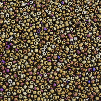 #11/0 SEED BEADS - APPROX 100G - BROWN IRIS