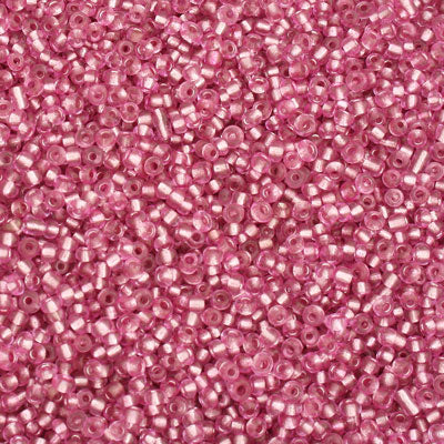 #11/0 SEED BEADS - APPROX 100G - SILVER LINED DARK PINK