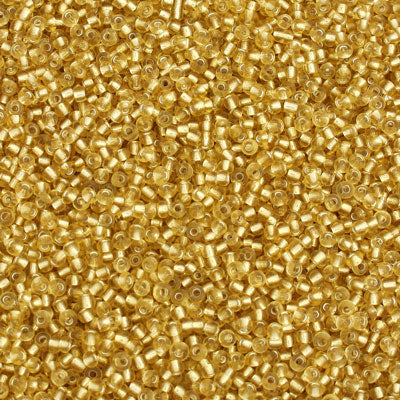 #11/0 SEED BEADS - APPROX 100G - SILVER LINED GOLD