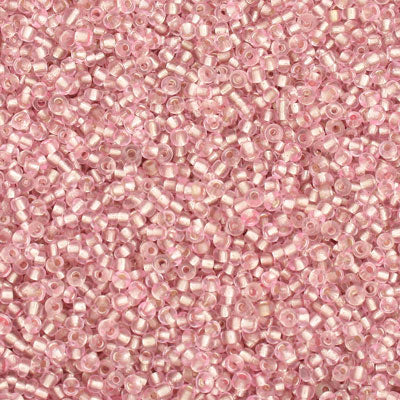#11/0 SEED BEADS - APPROX 100G - SILVER LINED LIGHT PINK