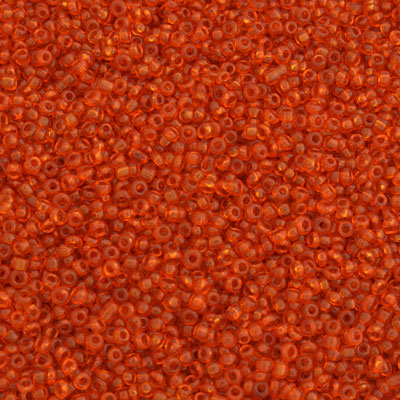 #11/0 SEED BEADS - APPROX 100G - TRANSPARENT DARK ORANGE