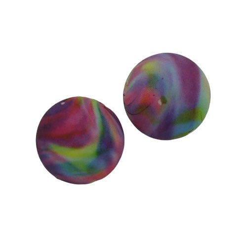 15 MM ROUND SILICONE COLOURFUL PATTERN - 2 PCS