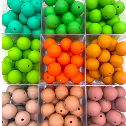 15 MM ROUND SILICONE BEADS - 5 PCS