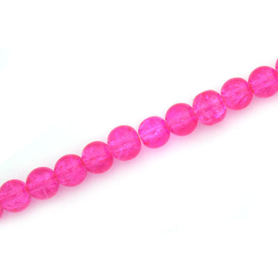4 MM ROUND GLASS CRACKLE BEADS PINK - 205 PCS