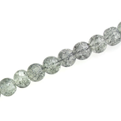 6 MM ROUND GLASS CRACKLE BEADS GREY - 140 PCS