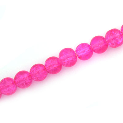 6 MM ROUND GLASS CRACKLE BEADS PINK - 140 PCS