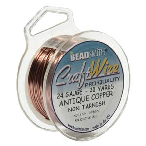 24 GAUGE  ANTIQUE COPPER ROUND CRAFT WIRE 20YD