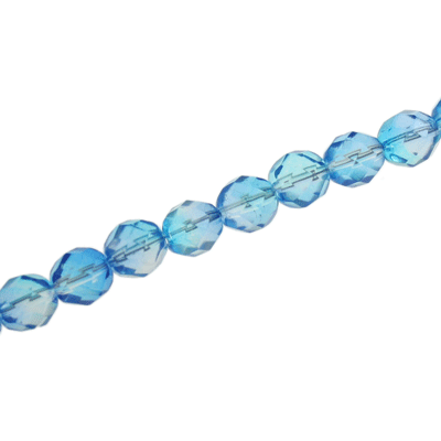 6mm czech fire polished beads two tone aqua / clear 27pcs