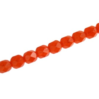 6mm czech fire polished beads bright orange 27pcs