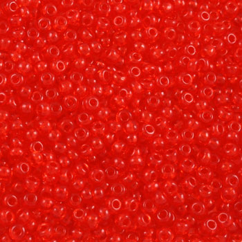 #11/0 ROCAILLES  - APPROX 40G - TRANSPARENT LIGHT RED