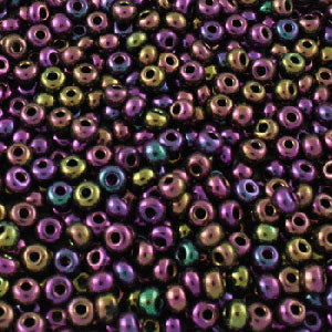 #6/0 ROCAILLES - APPROX 40G - METALLIC  PURPLE  IRIS