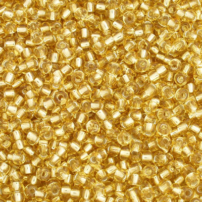 #8/0 ROCAILLES  - APPROX 40G - SILVER LINED GOLD