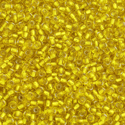 #8/0 ROCAILLES  - APPROX 40G - SILVER LINED BRIGHT YELLOW