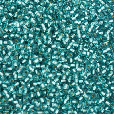 #9/0 ROCAILLES  - APPROX 40G - SILVER LINED LIGHT TEAL