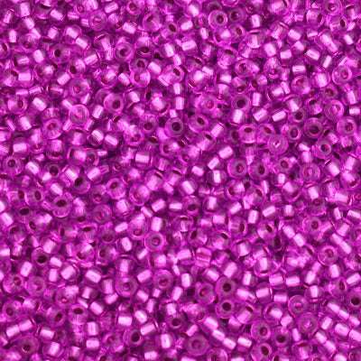 #9/0 ROCAILLES  - APPROX 40G - SILVER LINED HOT PINK