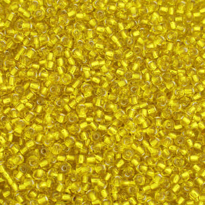#9/0 ROCAILLES  - APPROX 40G - SILVER LINED BRIGHT YELLOW