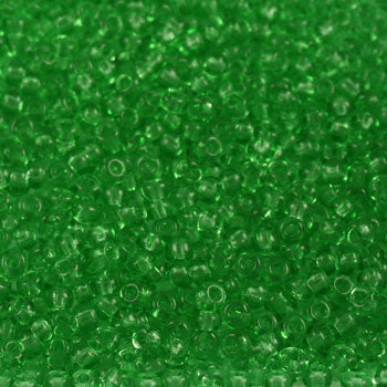 #9/0 ROCAILLES  - APPROX 40G - TRANSPARENT GREEN