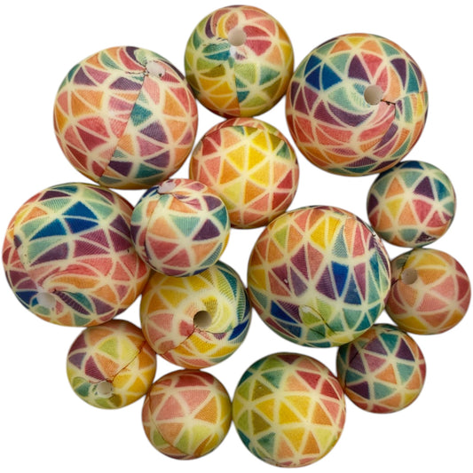 SILICONE BEADS - DARK RAINBOW PATTERN