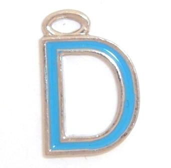 16mm D blue enamel charm