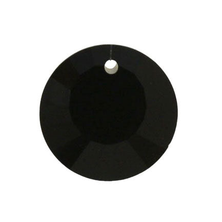 20 MM TOP DRILLED CRYSTAL DISC BEADS BLACK - 3 PCS