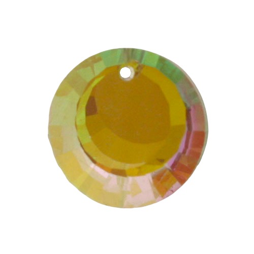 20 MM TOP DRILLED CRYSTAL DISC BEADS LIGHT PINK/YELLOW - 3 PCS