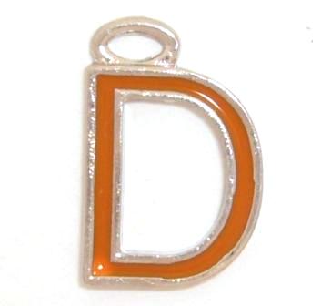 16mm D orange enamel charm