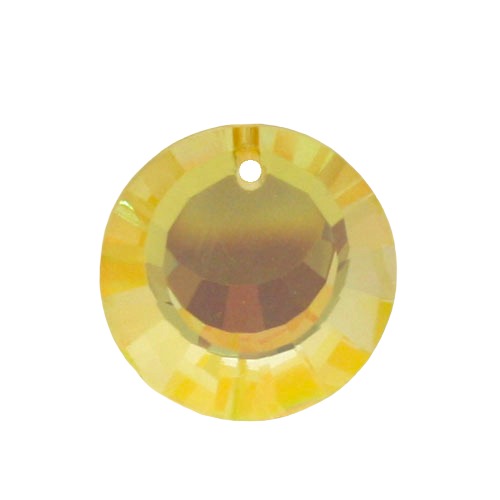 20 MM TOP DRILLED CRYSTAL DISC BEADS YELLOW - 3 PCS