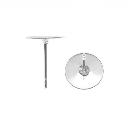 Sterling Silver Ear post with 6 mm pad - 1 pair