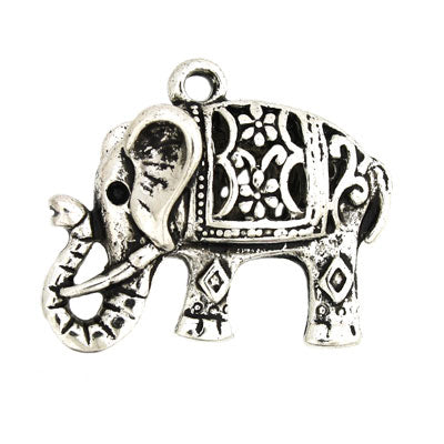 ELEPHANT CHARM 21 X 25 MM SILVER - 3 PS