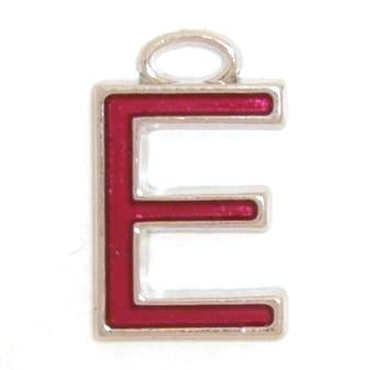 16mm E red enamel charm