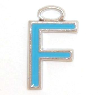 16mm F blue enamel charm